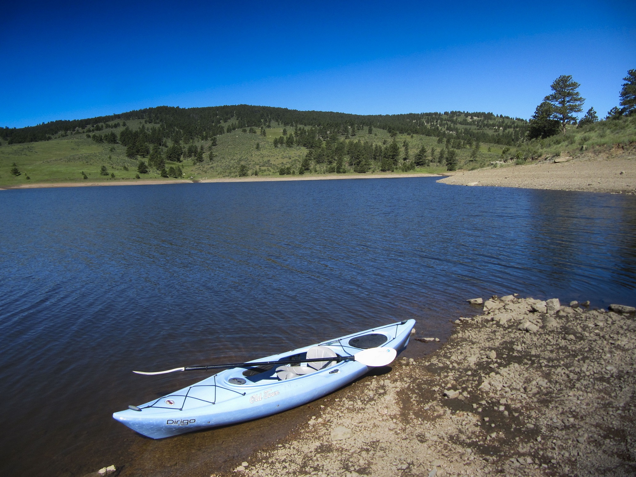 Image Paddleboarding and kayaking can be done easily from Pinewood Reservoir (pictured) as well as campgrounds at Carter Lake and Horsetooth Reservoir.