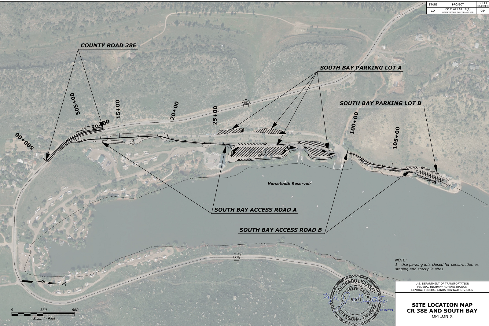 Image Project plans for South Bay parking area and CR 38E turn lane expansion