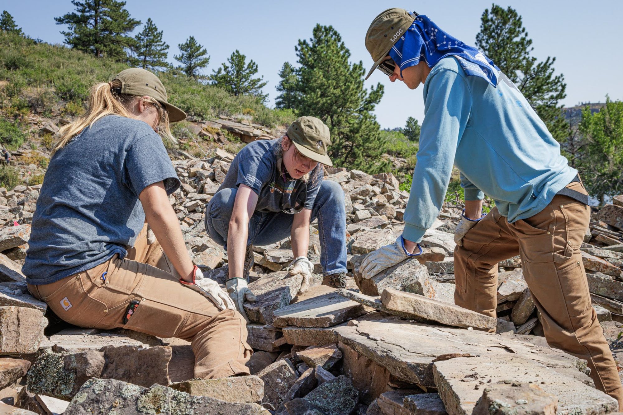 Image A crew from Larimer County Conservation Corps works on the Bay to Bay Trail in July, 2024