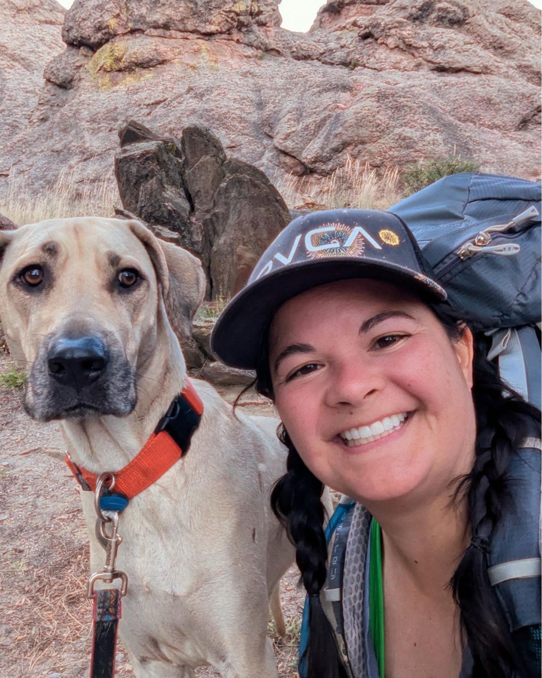 Image "Beautiful day for a hike around a lake. Yay life!" By @Sukha_Blackmouthcur