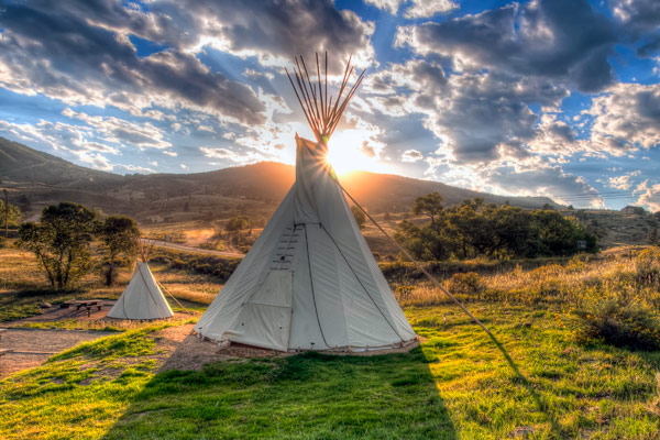 Image Campers can reserve one of three tipis at Flatiron Reservoir campground.