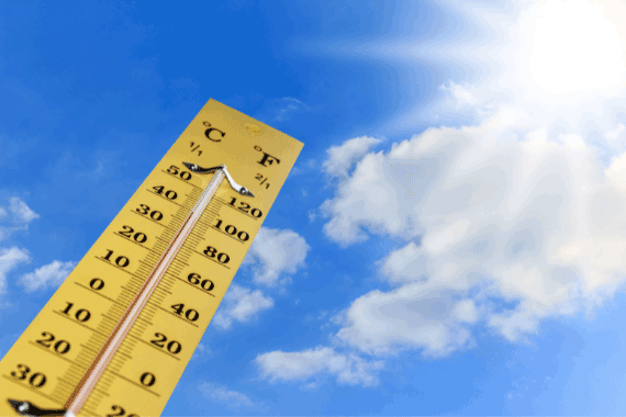 photo of thermometer in hot sun