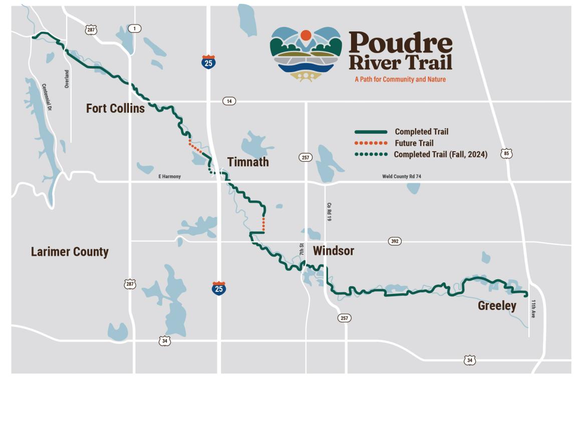 A map of the Poudre River Trail