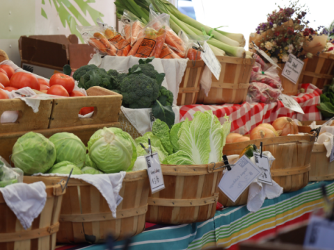Cabbage and other produce at the Larimer County Farmers' Market