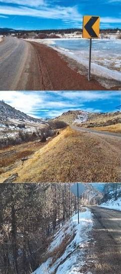 A photo compilation showcasing three different guardrail project sites.