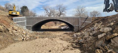 View of CR 56 new bridge from creek bed