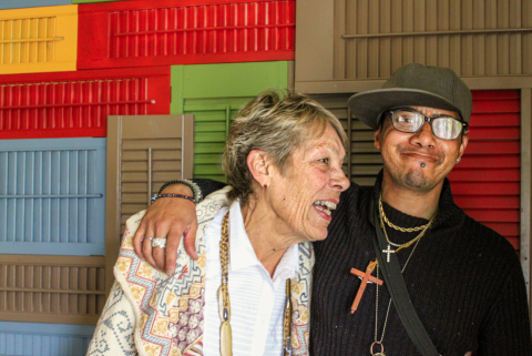 Ruth Carrothers and James "Crystal" Stearns pose for a photo at Primrose House in Loveland.