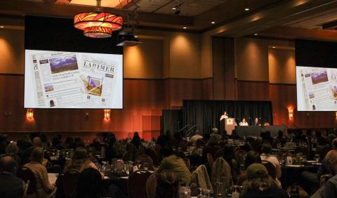Photo of a large ballroom at the Loveland Embassy Suites Conference Center during the Rethinking Addiction and Recovery Conference