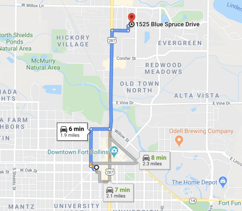 Map to 1525 Blue Spruce Map to 1525 Blue Spruce