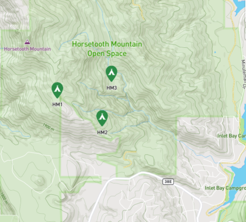 A map shows the three backcountry spaces at Horsetooth Mountain Open Space