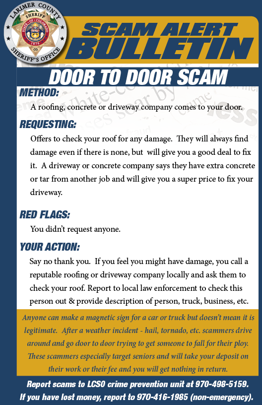 Door to door scam alert