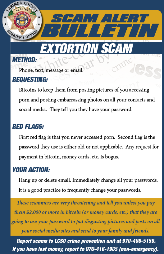 Extortion scam alert